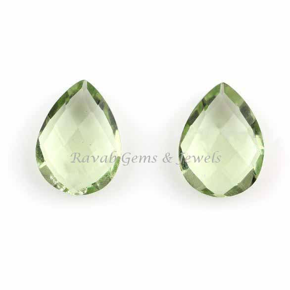 Excellent Cut Green Amethyst Quartz Pear 12x16mm Faceted Briolette Gemstone, Calibrated Loose Beads Stone For Earring Jewelry Making 2 Pcs