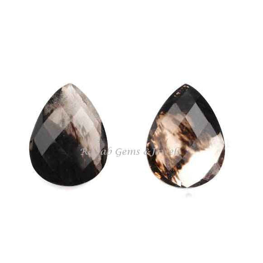 Beautiful Black Cherry Quartz Pear Shape 12x16mm Faceted Briolette Gemstone, Loose Beads Calibrated Stone For Jewelry Earring 2 Pcs Set
