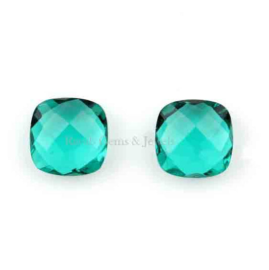 Faceted Apatite Quartz Cushion Shape 12mm Gemstone, Faceted Briolette Calibrated Stone, Loose Beads Stones For Bridesmaid Jewelry 2 Pcs Set