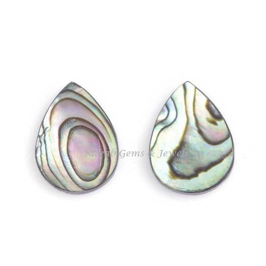 Multi Abalone Shell Pear Shape 12x16mm Flat Gemstone, Loose Beads Smooth Calibrated Stone For Jewelry Earring Making, Both Side Flat 2 Pcs