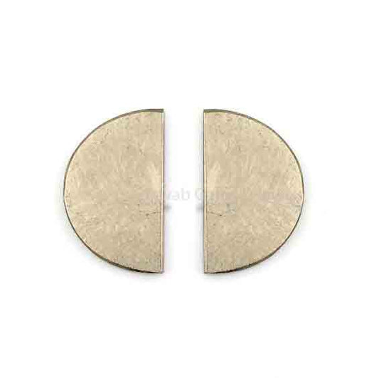 Natural Pyrite Half-Moon D Shape Flat Gemstone, Loose Beads Calibrated Stones, Matching Stones For Earring Making, Flat Pair 2 Pcs Set