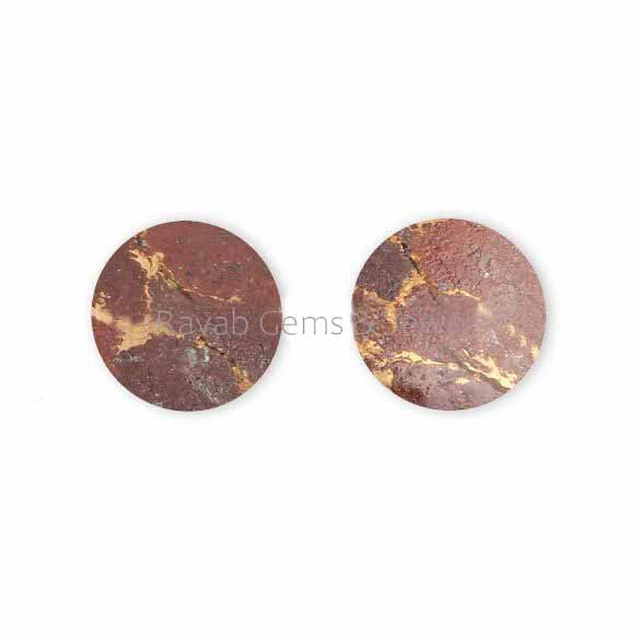 12mm Beautiful Natural Lava Copper Round Flat Coin Shape Gemstone, Calibrated Semi Precious Loose Stone, For Earring, Ring Making 2 Pc Set