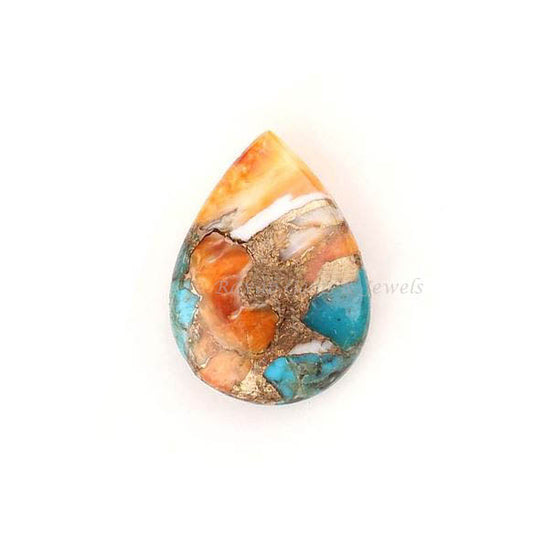 Spiny Oyster Copper Turquoise 5x7mm to 16x22mm Pear Smooth Briolette Stone, Calibrated Semi Precious Loose Gemstone For Jewelry Making 1 Pc