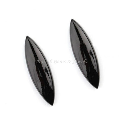 Natural Black Onyx Marquise Smooth Gemstone, Loose Beads Calibrated Cabochons Semi Precious Earring Pair Stone 2 Pc Set 8x25mm