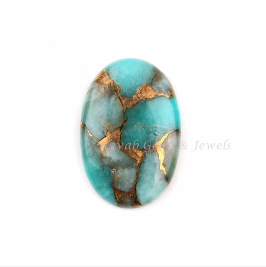 Amazonite Copper Oval Smooth Cabochon 5x7mm to 20x30mm Gemstone For Pendant Necklace, Loose Beads Calibrated Stone For Jewelry Making 1 Pc