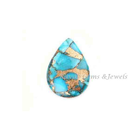Blue Copper Turquoise Pear 5x7mm to 16x22mm Smooth Briolette Loose Gemstone, Calibrated Semi Precious Stone For Pendant, Earring, Ring 1 Pc