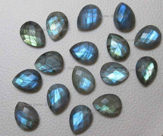Natural Blue Flashy Labradorite Pear Shape Faceted Briolette Gemstone, Beautiful Calibrated Jewelry Earring Making Stone 2 Pcs Set