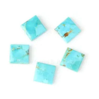 Arizona Turquoise Square Smooth Flat Back Calibrated Gemstone | Loose Beads Stone For Jewelry Making 5 Pcs Set 8mm-16mm All Sizes