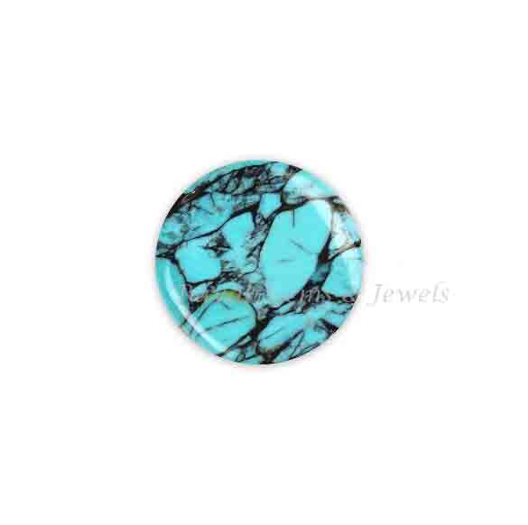 Kingman Spiderweb Black Matrix Turquoise Round 5mm to 20mm Cabochon Loose Gemstone, Smooth Calibrated, Semi Precious Stone, For Jewelry 1 Pc