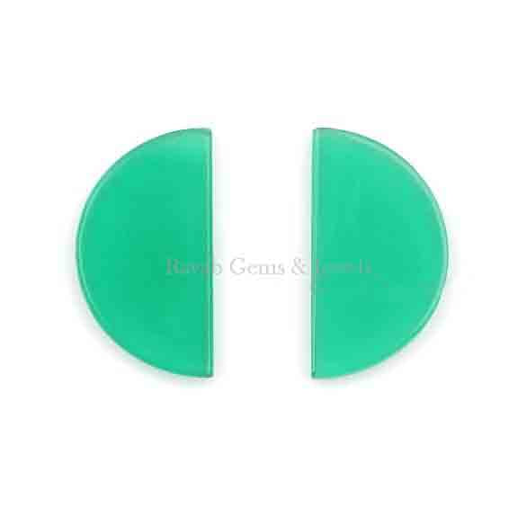 Natural Green Onyx Half-Moon D Shape Smooth Flat Gemstone, Loose Beads Calibrated Semi Precious Stone For Jewelry Making 2 Pcs Al Sizes