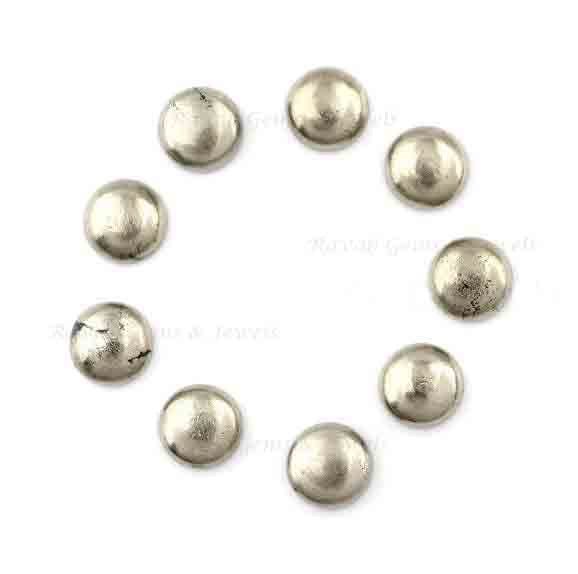 Natural Pyrite Fool's Gold, Round Cabochons Loose Gemstone, Calibrated Smooth, Semi Precious Stone, For Jewelry Making 5 Pcs Set