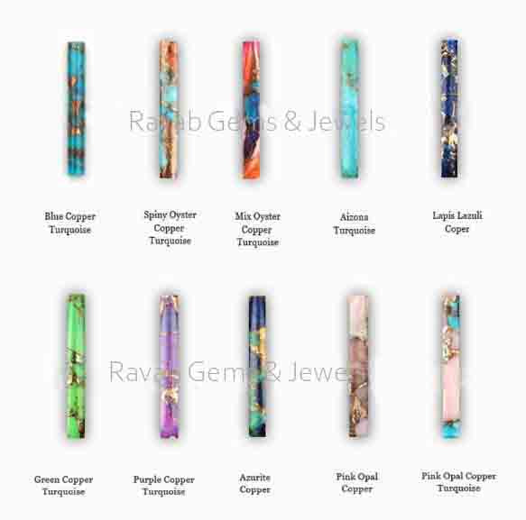 4x30mm Blue Copper Turquoise Long Rectangle Pencil Shape Gemstone, Calbrated Smooth Half Cylinder Cut For Jewelry Earring Making 2 Pcs Set