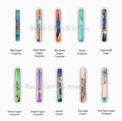 4x30mm Blue Copper Turquoise Long Rectangle Pencil Shape Gemstone, Calbrated Smooth Half Cylinder Cut For Jewelry Earring Making 2 Pcs Set