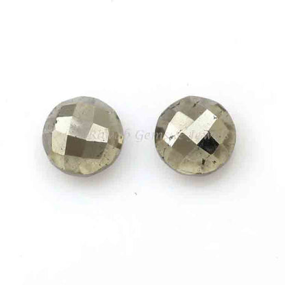 Natural Pyrite Round Shape 12mm Faceted Briolette Gemstone, Loose Beads For Necklace Earring Making, Gifts For Lovely Bridesmaid 2 Pcs Set