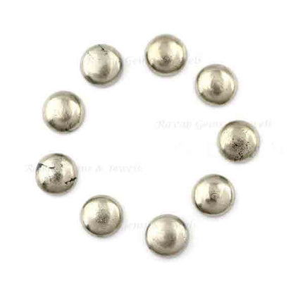 Natural Pyrite Fool's Gold, Round Cabochons Loose Gemstone, Calibrated Smooth, Semi Precious Stone, For Jewelry Making 5 Pcs Set