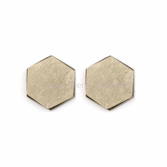 Natural Pyrite Hexagon Shape Both Side Flat Gemstone, Shinning Calibrate Stones Loose Beads For Jewelry Earring Making 8mm-16mm 2 Pcs Set
