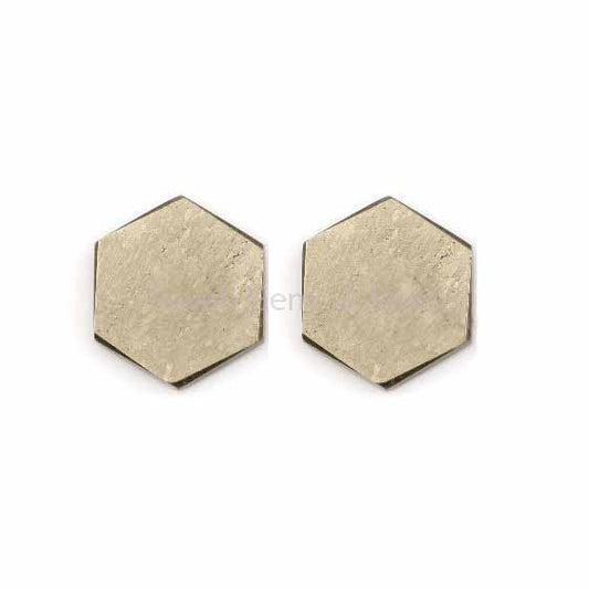 Natural Pyrite Hexagon Shape Both Side Flat Gemstone, Shinning Calibrate Stones Loose Beads For Jewelry Earring Making 8mm-16mm 2 Pcs Set