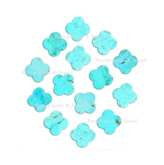 Arizona Turquoise, Clover Both Side Flat, Loose Gemstone, Four Leaf Wholesale Supplier, Semi Precious Stone, For Jewelry, All Size Available