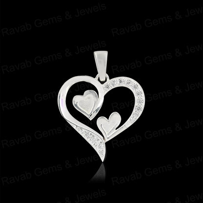 High Quality 925 Silver 24mm Double Heart With Zircon Semi Mount Blank Charm Pendant Setting Making Resin & Ashes DIY Jewelry