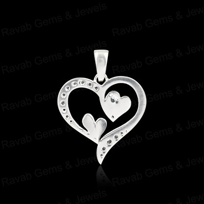 High Quality 925 Silver 24mm Double Heart With Zircon Semi Mount Blank Charm Pendant Setting Making Resin & Ashes DIY Jewelry