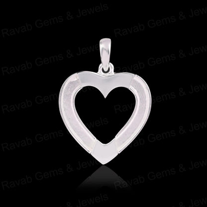 New Arrival 925 Sterling Silver 30x30mm Heart Charm Semi Mount Blank Pendant Good Resin Work Memorial Jewelry Findings Component