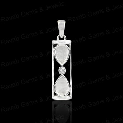 High Quality 925 Silver 6x4mm Pear Sand Timer Hourglass Charm Pendant Setting Resin Ashes DIY Memorial Jewelry Findings Craft