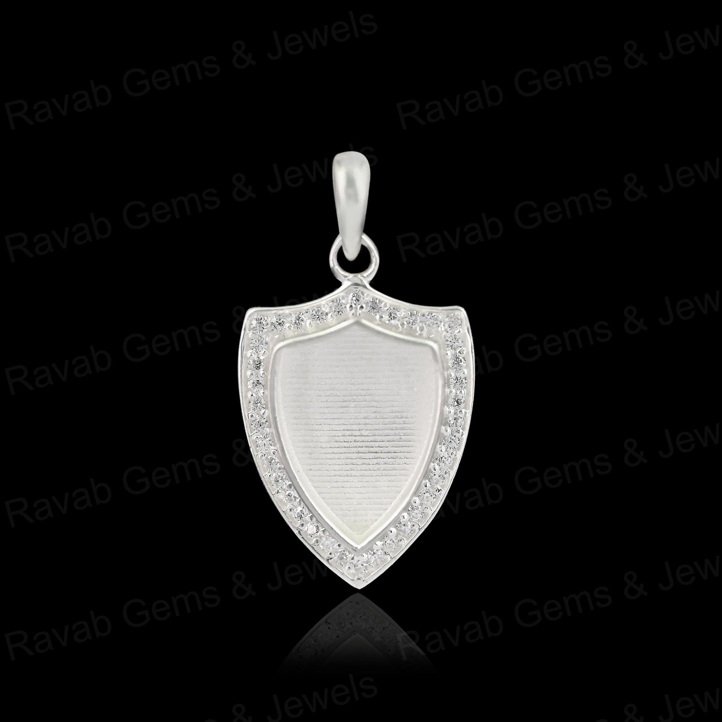 High Quality 925 Silver 12x9mm Shield Surrounded With Zircon Blank Bezel Charm Pendant Setting Resin Ashes Keepsake Jewelry