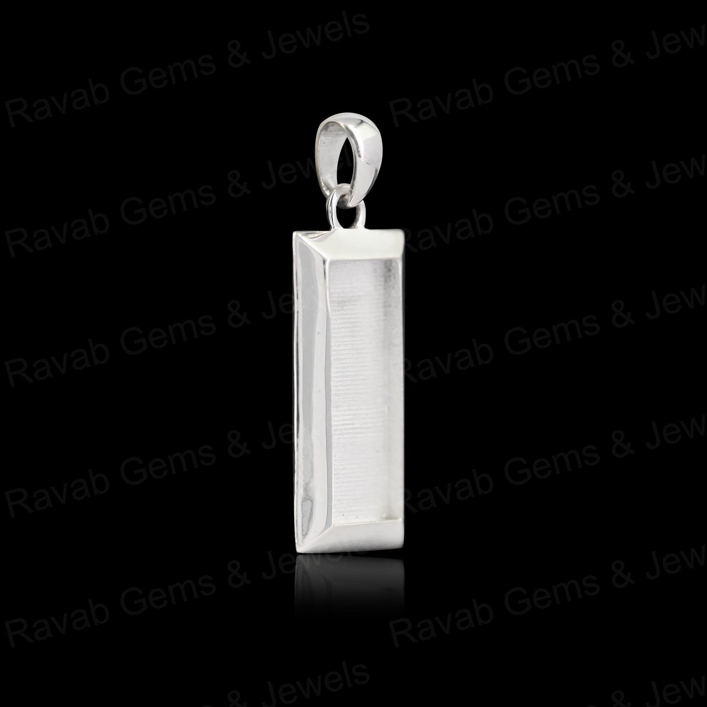 High Quality 925 Silver Rectangle Collet Cup Charm Blank Pendant Cabochon Setting Ashes & Resin Work Keepsake Breastmilk Jewelry