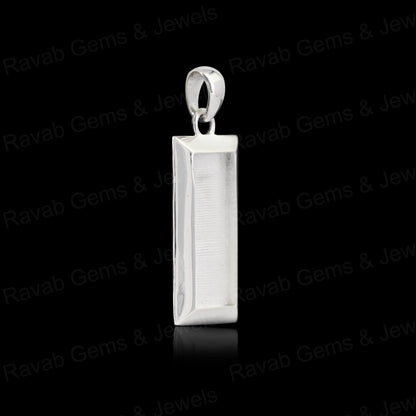 High Quality 925 Silver Rectangle Collet Cup Charm Blank Pendant Cabochon Setting Ashes & Resin Work Keepsake Breastmilk Jewelry