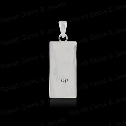 High Quality 925 Silver Rectangle Collet Cup Charm Blank Pendant Cabochon Setting Ashes & Resin Work Keepsake Breastmilk Jewelry