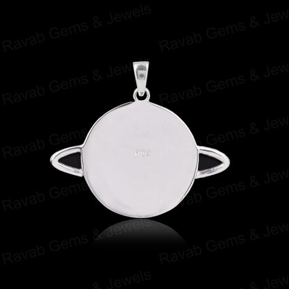 High Quality Solid 925 Silver 20mm Round Saturn Planet Star Blank Collet Pendant Setting Ashes Resin Keepsake Breastmilk Jewelry