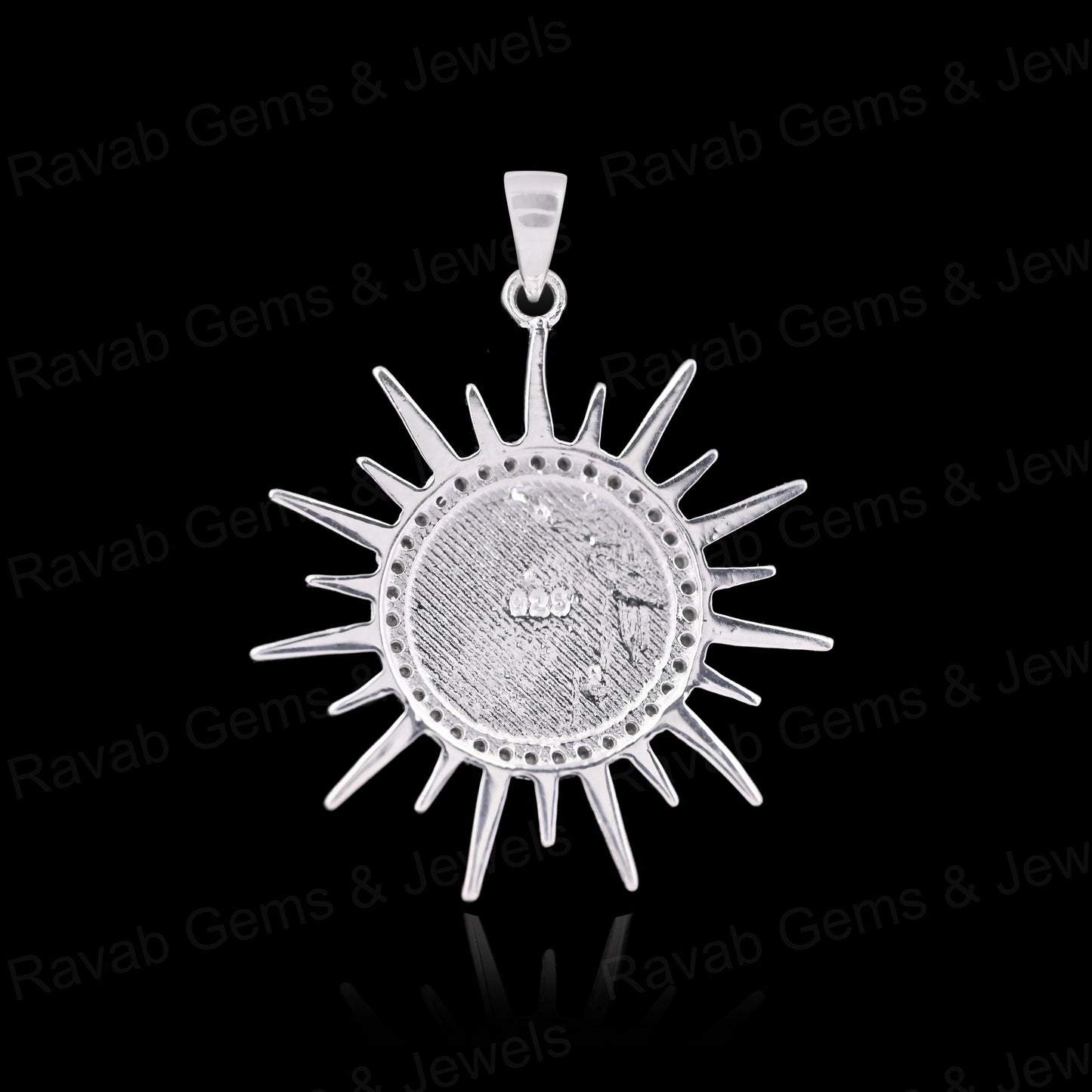 High Quality 925 Silver 10mm Round Sunburst With CZ Blank Charm Pendant Setting Ashes & Resin Keepsake Breast Milk DIY Jewelry