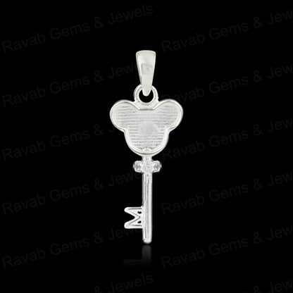 New Arrival 925 Silver 22x9mm Mickey Mouse Face Key Semi Mount Blank Charm Pendant CZ Setting for Jewelry Findings & Components