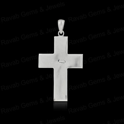 High Quality 925 Silver 20x38mm Cross Jesus Bezel Base Charm Pendant Setting Breast Milk Resin Ashes DIY Jewelry Components