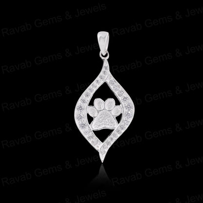 High Quality 925 Silver 25mm Dog Paw Semi Blank Empty Pendant Setting Zircon Ashes Resin Keepsake DIY Findings Components