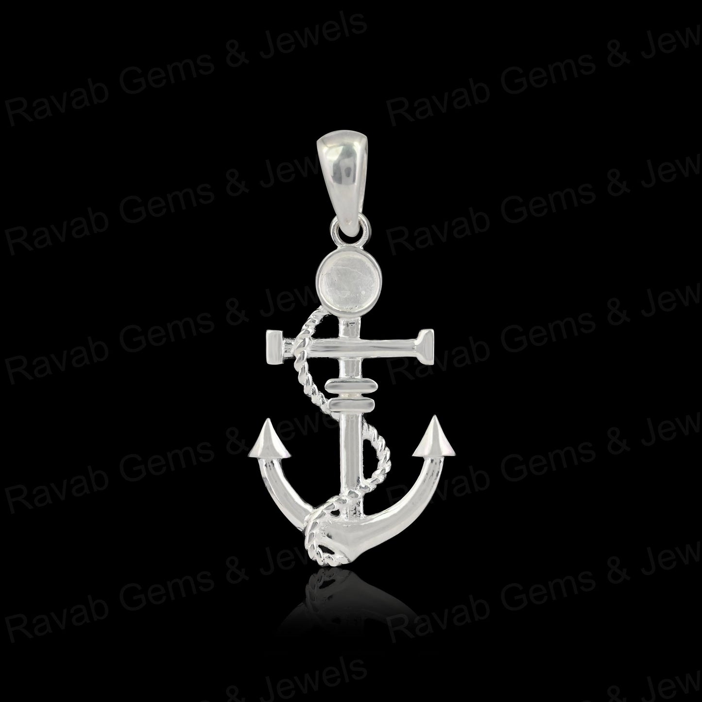 High Quality Handmade 925 Silver Anchor Hook Shape Bezel Semi Mounting Charm Pendant Gemstone Setting Findings Components