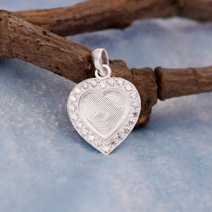 High Quality 925 Silver 10mm Heart With Surrounded CZ Semi Mounting Blank Base Charm Pendant Setting Breastmilk Keepsake Jewelry