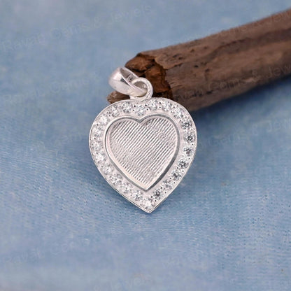High Quality 925 Silver 10mm Heart With Surrounded CZ Semi Mounting Blank Base Charm Pendant Setting Breastmilk Keepsake Jewelry
