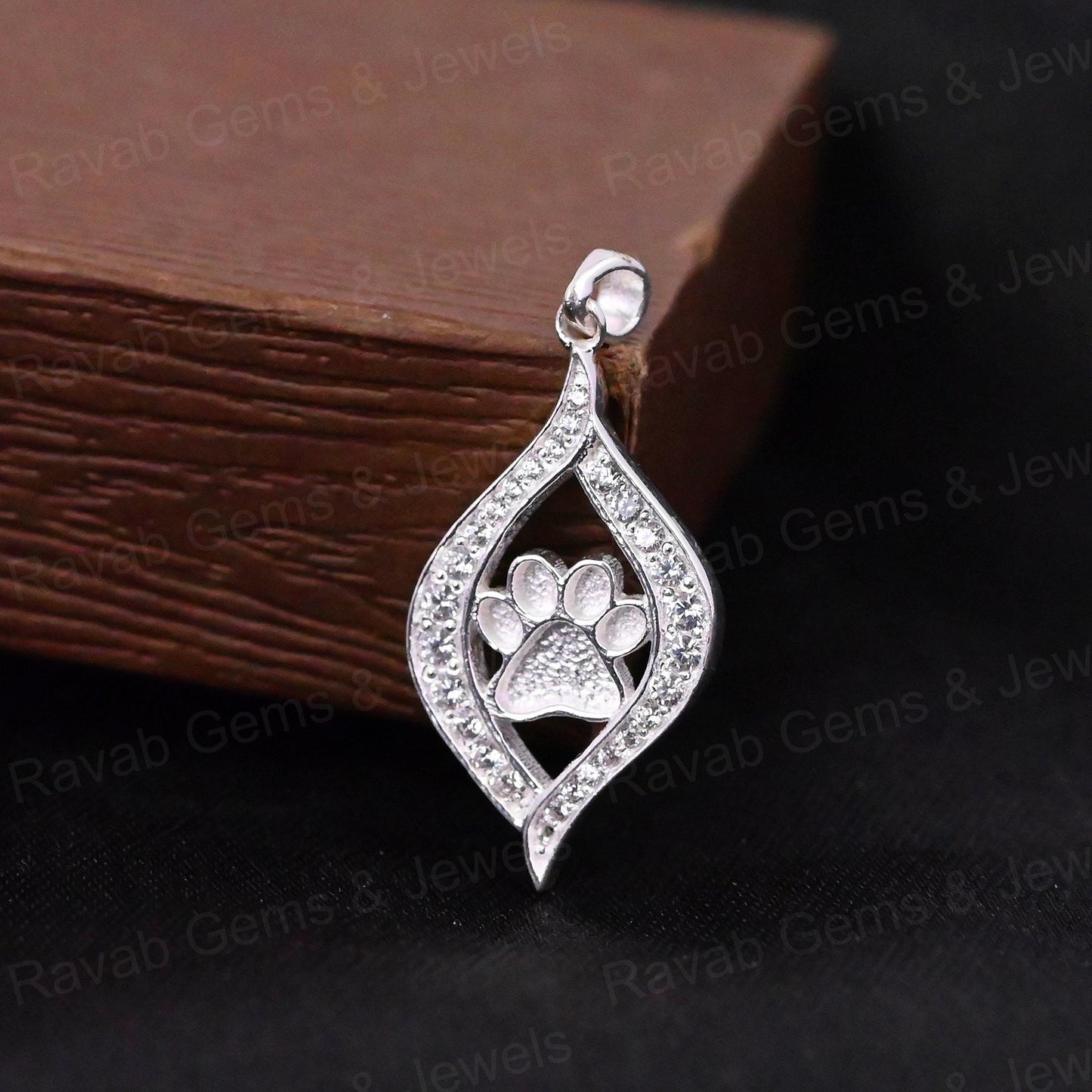 High Quality 925 Silver 25mm Dog Paw Semi Blank Empty Pendant Setting Zircon Ashes Resin Keepsake DIY Findings Components