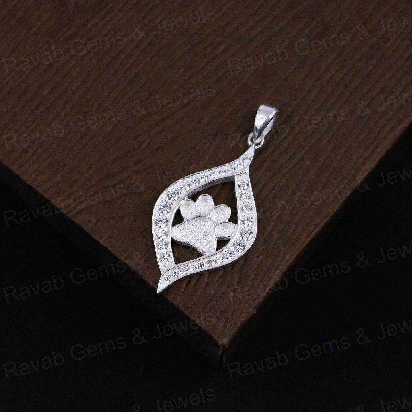 High Quality 925 Silver 25mm Dog Paw Semi Blank Empty Pendant Setting Zircon Ashes Resin Keepsake DIY Findings Components