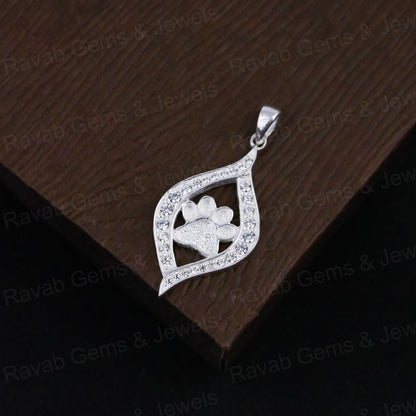 High Quality 925 Silver 25mm Dog Paw Semi Blank Empty Pendant Setting Zircon Ashes Resin Keepsake DIY Findings Components