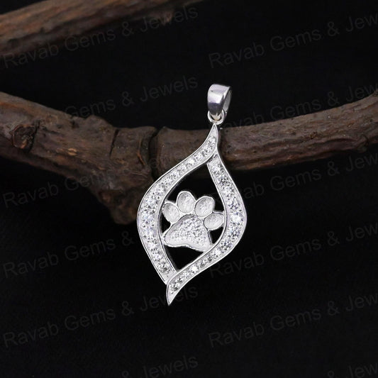High Quality 925 Silver 25mm Dog Paw Semi Blank Empty Pendant Setting Zircon Ashes Resin Keepsake DIY Findings Components