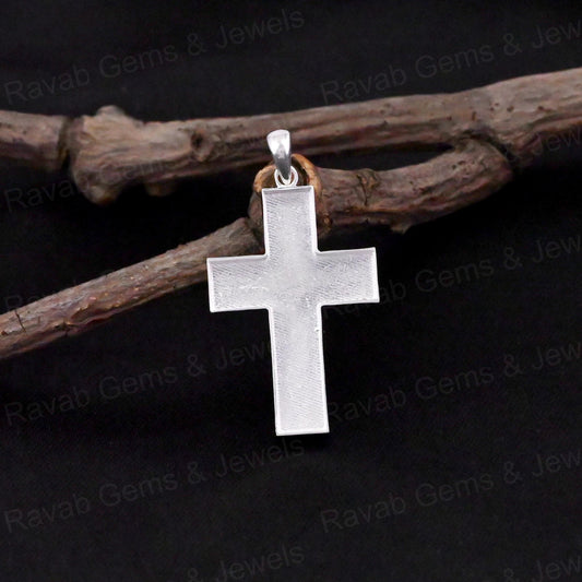 High Quality 925 Silver 20x38mm Cross Jesus Bezel Base Charm Pendant Setting Breast Milk Resin Ashes DIY Jewelry Components