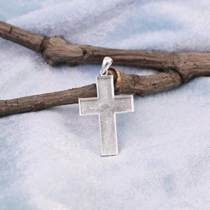 High Quality 925 Silver 20x38mm Cross Jesus Bezel Base Charm Pendant Setting Breast Milk Resin Ashes DIY Jewelry Components