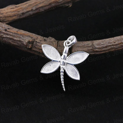 21mm Dragonfly Blank Frame Pendant Bezel Setting High Quality 925 Silver for DIY Breast Milk Ashes Jewelry Finding Component