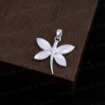 21mm Dragonfly Blank Frame Pendant Bezel Setting High Quality 925 Silver for DIY Breast Milk Ashes Jewelry Finding Component