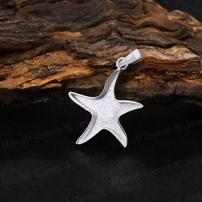 Best Quality 925 Sterling Silver 18mm Starfish Semi Mount Charm Pendant Setting Ashes Resin Breastmilk DIY Jewelry Components