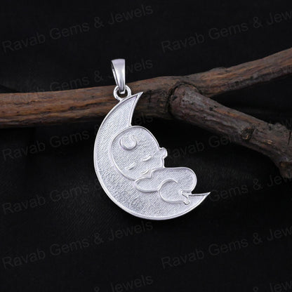 Top Quality 925 Silver 37x19mm Crescent Moon Blank Crescent Moon Blank Charm Pendant Setting Breastmilk Keepsake Jewelry Making