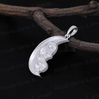 Top Quality 925 Silver 37x19mm Crescent Moon Blank Crescent Moon Blank Charm Pendant Setting Breastmilk Keepsake Jewelry Making