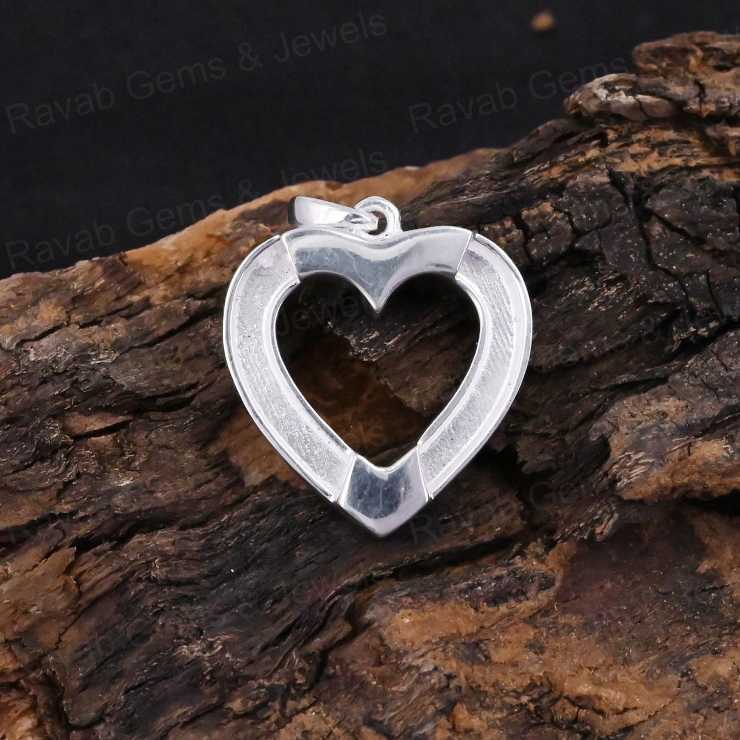 New Arrival 925 Sterling Silver 30x30mm Heart Charm Semi Mount Blank Pendant Good Resin Work Memorial Jewelry Findings Component